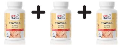 3 x Zein Pharma Vitamin C Buffered, 500mg - 90 caps