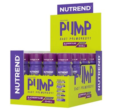 Pump Shot Pre-Workout, Blackberry & Lime - 20 x 60 ml