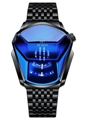 S&T Design Armbanduhr Herrenuhr Herren Männer Uhr Wasserdicht Edelstahl Schwarz Blau