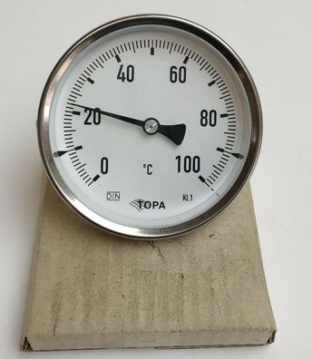 Topa Bimetall Thermometer 0°C - 100°C Ø100mm Tauchschaft 65mm BI100ESE65AH