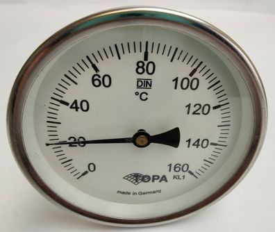 Topa Bimetall Thermometer 0°C - 160°C Ø100mm Tauchschaft 160mm BI100ESM160