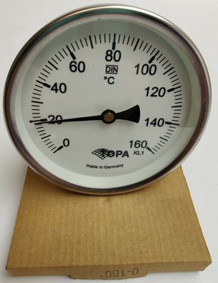 Topa Bimetall Thermometer 0°C - 160°C Ø100mm Tauchschaft 160mm BI100ESE160AH