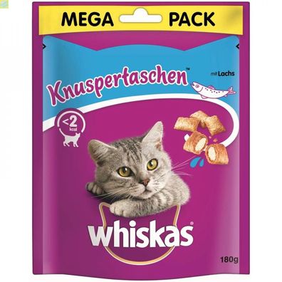 4 x Whiskas Snack Knuspertaschen Lachs 180g