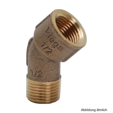 Rotguss Winkel 45° mit 1 Innen- und 1 Außengewinde, Serie 3121, 1"