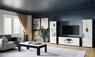 Wohnwand Set Wohnzimmer Schrankwand Rtv Vitrine Couchtisch Sideboard 4Tlg