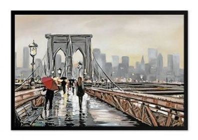 Brooklyn Bridge Bei Regen Handarbeit Ölbilder Gemälde Leinwand G109121