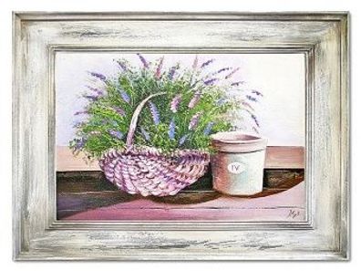 Lavendel Im Korb“ Handarbeit Ölbilder Gemälde Leinwand Ölbild G16848