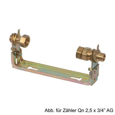 Wasserzähler-Anschlussgarnitur Qn 2.5, 3/4" x 3/4" verzinkt verstellbar