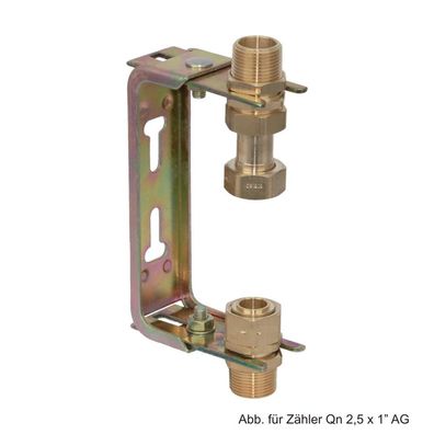 Wasserzähler-Anschlussgarnitur Qn 2.5,3/4"x3/4" f. Steigrohr, erzinkt verstellbar