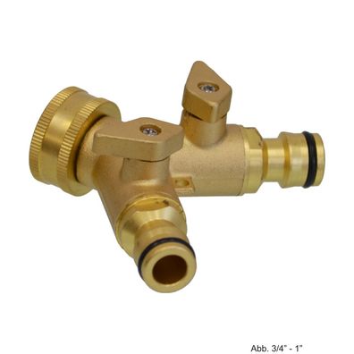 Messing Klick 3-Wege Ventil ÜM IG x Klickst. x Klickst. m. Kugelhahn 3/4"-1"
