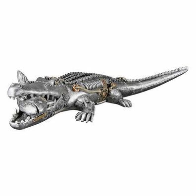 Figur Krokodil Steampunk crocodile, 60x35,5x14,5 cm, Polyresin, Metall, von Gilde Han