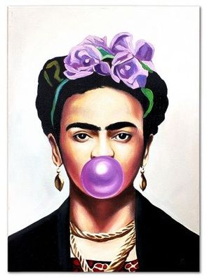 Frida Mit Kaugummi" Handarbeit Ölbilder Gemälde Leinwand Ölbild G110647