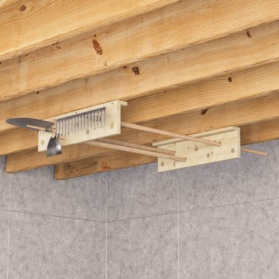 QLS Decken- Wandhalter für Besen und Gartengeräte Organizer für Garage Schuppen 11105