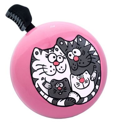 Liix Design Bell "Katzenfamilie MEOW", Fahrradklingel, pink, Ø 67mm