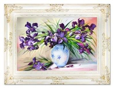 Lila Iris“ Handarbeit Ölbilder Gemälde Leinwand Ölbild Bild G16557