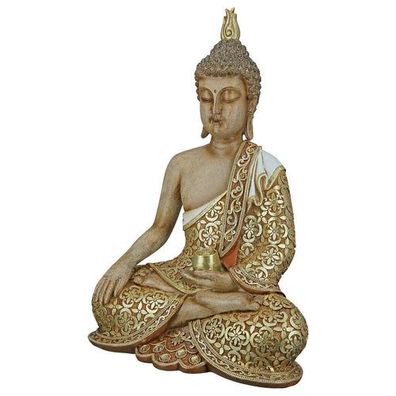 Poly Buddha "Mangala", 12x24x35cm, goldfarben, von Gilde Handwerk