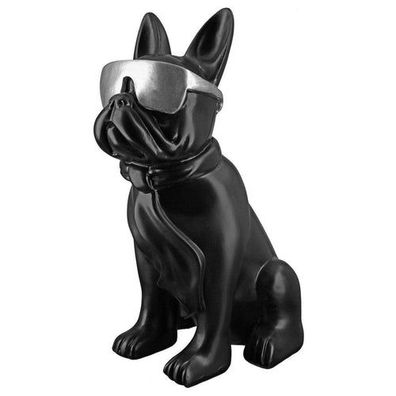 Poly Mops "Cool Dog" sitzend, schwarz, 24,5x18x35cm, von Gilde Handwerk