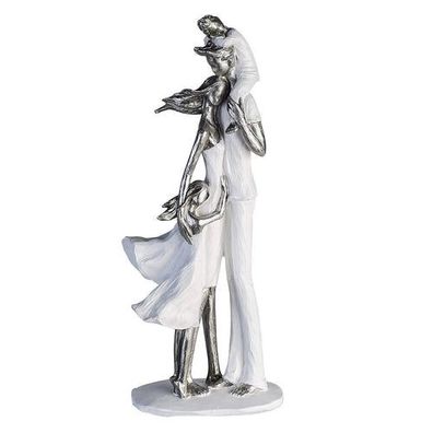 Poly Skulptur "Familienglück" weiss/silber H 37cm, von Gilde Handwerk