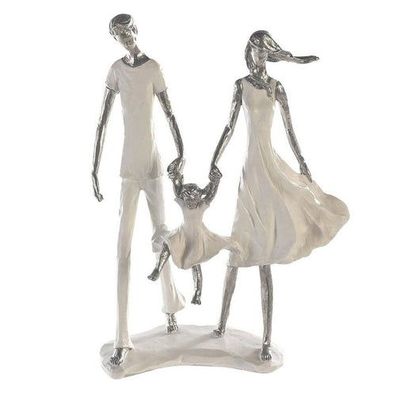 Poly Skulptur "Family" weiss/silberfarben, 12x23x31cm, von Gilde Handwerk