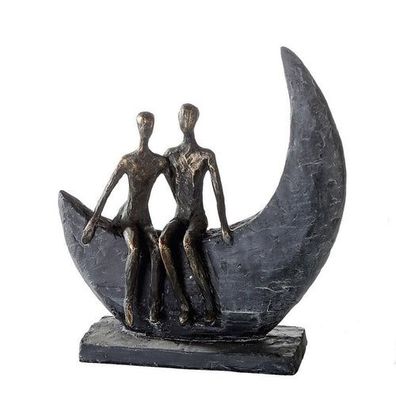 Poly Skulptur "Moon" bronzefarben, 7,5x21x23cm, von Gilde Handwerk