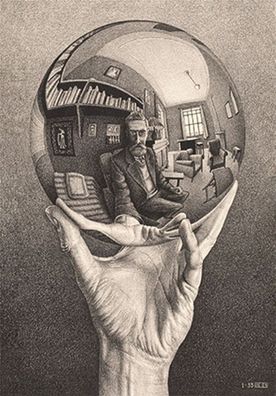 Hand with Reflecting Sphere, Escher