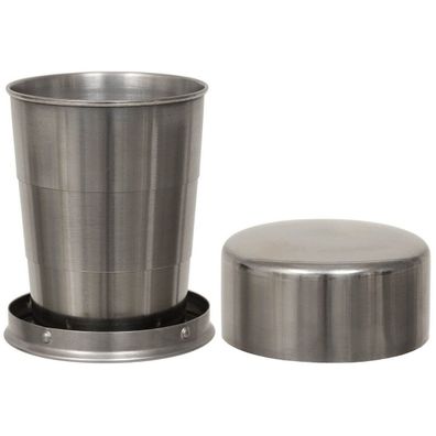 Teleskop Trinkbecher Edelstahl 15 cl für 150 ml mit Deckel Tasse Klappbecher cup