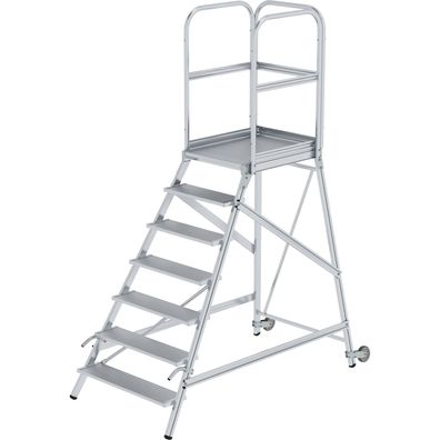 Génzburger Steigtechnik Podesttreppe einseitig begehbar mit Rollen & Griffe