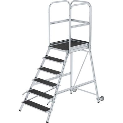 Génzburger Steigtechnik Podesttreppe einseitig begehbar mit Rollen & Griffe