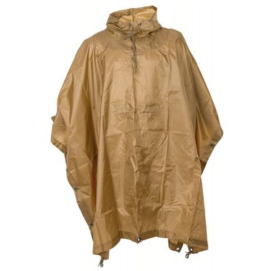 Regenponcho Coyote Tan Rip Stop 144x223 cm Camping Survival Outdoor Poncho Tarp