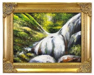 Wasserfall Im Wald Handarbeit Ölbilder Gemälde Leinwand Ölbild G01996