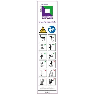 Génzburger Steigtechnik 20x Hinweis-Aufkleber fér ML-Stehleitern einseitig