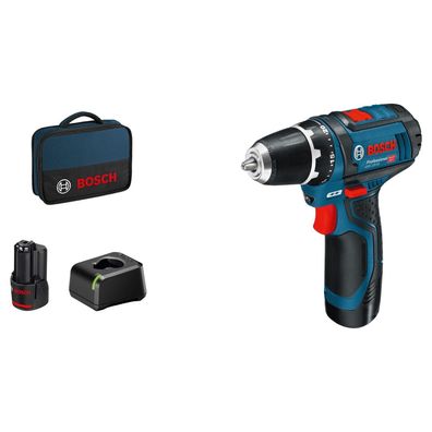 Bosch Akku-Bohrschrauber GSR 12V-15 / 2x 2,0 Ah Akku + Ladegerät in Softbag