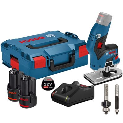 Bosch Akku-Kantenfräse GKF 12V-8 12 V / 2x 2,0 Ah Akku + Ladegerät inkl. 2x