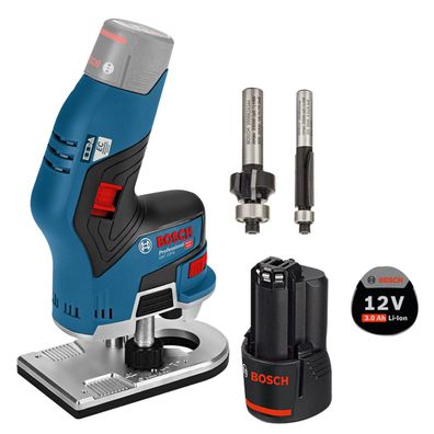 Bosch Akku-Kantenfräse GKF 12V-8 / 1x 3,0 Ah Akku inkl. 2x Fräser