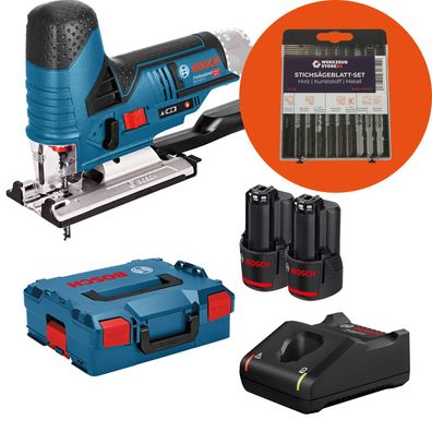 Bosch Akku-Stichsäge GST 12V-70 / 2x 2,0 Ah Akku + Ladegerät + WS24 Stichsä