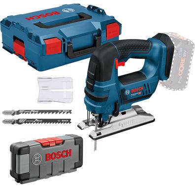 Bosch Akku-Stichsäge GST 18V-LI B Solo inkl. 30tlg. Stichsägeblätter-Set Wo