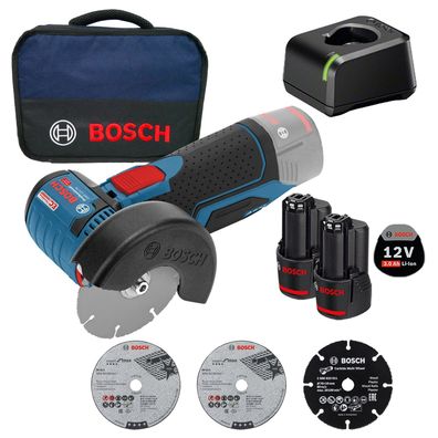 Bosch Akku-Winkelschleifer GWS 12V-76 ß 76 mm / 2x 3,0 Ah Akku + Ladegerät