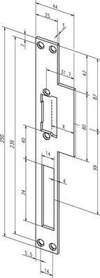 ASSA ABLOY Lappenschließblech 14C ktg.B.44xL.250mm DIN L/R - -------14C35-0