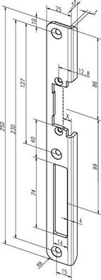 ASSA ABLOY Winkelschließbl.63 B VA B.25mm L.250mm ktg. DIN re - -------63B35