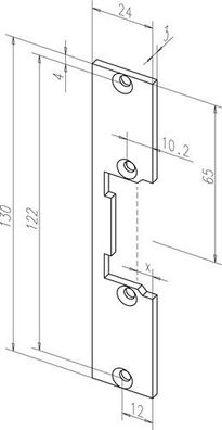 ASSA ABLOY Flachschließbl.096 VA ma ktg.B.24xL.130mm DIN L/R - -9636