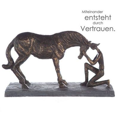 Skulptur Pferd "Verständnis", Poly, bronzefarben, H19cm, von Gilde Handwerk