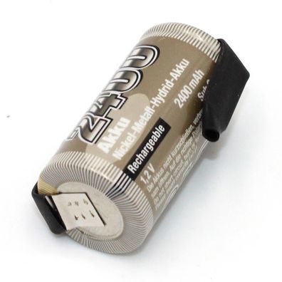 Modellbau-Akku-Einzelzelle NiMH Sub-C 1.2V 2400 mAh mit Lötfahne