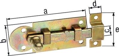 GAH Alberts Fensterriegel L.80mm B.30mm Form ger. STA galv. gelb verz. Auss