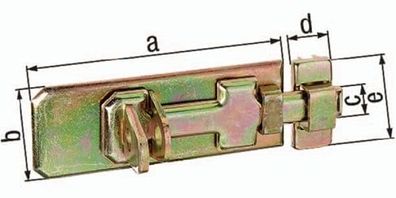 GAH Alberts Sicherheits-Schlossriegel L.80mm B.35mm STA galv. gelb verz