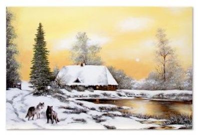 Winterlandschaft Handarbeit Ölbilder Gemälde Leinwand Ölbild Bild G119824