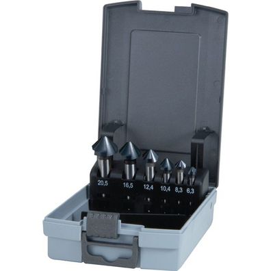 RUKO Kegel- und Entgratsenker-Satz 6tlg. DIN 335 Form C 90Â° HSS-TiAlN ß 6,3