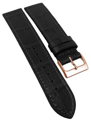 Herzog Italo-Kroko > Uhrenarmband schwarz > Leder Krokoprägung