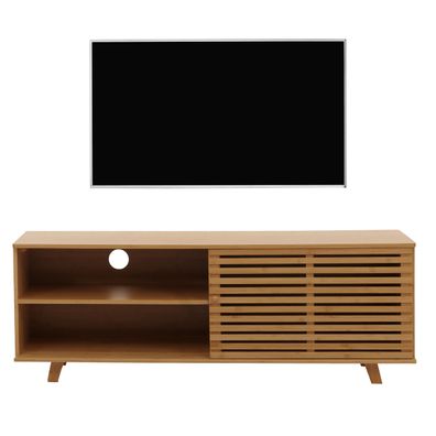 Bambus TV-Rack HWC-N80, Lowboard Kommode, Staufächer 50x140x40cm