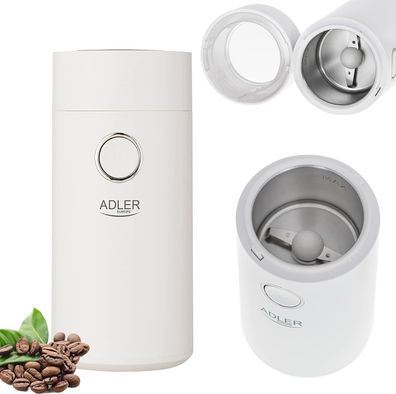 ADLER AD4446WS Kaffeemühle elektrisch, weiss, 150W, elektrische Kaffeebohnen