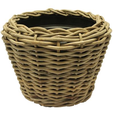 VAN DER LEEDEN DRYPOT® Rattan Pflanzkübel Grau Ø 57 cm - Sylter Körbe